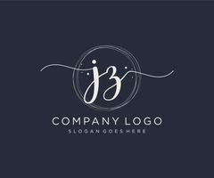 Initial JZ feminine logo. Usable for Nature, Salon, Spa, Cosmetic and Beauty Logos. Flat Vector Logo Design Template Element.