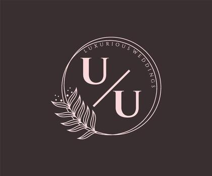 UU Initials letter Wedding monogram logos template, hand drawn modern minimalistic and floral templates for Invitation cards, Save the Date, elegant identity. vector
