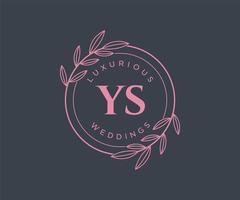 YS Initials letter Wedding monogram logos template, hand drawn modern minimalistic and floral templates for Invitation cards, Save the Date, elegant identity. vector