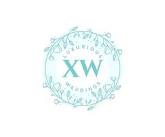 XW Initials letter Wedding monogram logos template, hand drawn modern minimalistic and floral templates for Invitation cards, Save the Date, elegant identity. vector