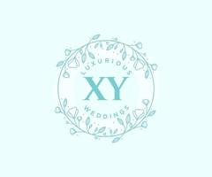 plantilla de logotipos de monograma de boda con letras iniciales xy, plantillas florales y minimalistas modernas dibujadas a mano para tarjetas de invitación, guardar la fecha, identidad elegante. vector