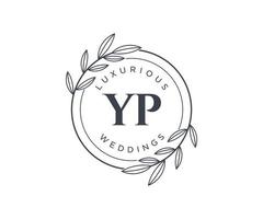 YP Initials letter Wedding monogram logos template, hand drawn modern minimalistic and floral templates for Invitation cards, Save the Date, elegant identity. vector