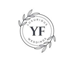 YF Initials letter Wedding monogram logos template, hand drawn modern minimalistic and floral templates for Invitation cards, Save the Date, elegant identity. vector