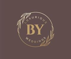 por plantilla de logotipos de monograma de boda con letras iniciales, plantillas florales y minimalistas modernas dibujadas a mano para tarjetas de invitación, guardar la fecha, identidad elegante. vector