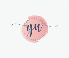 Initial GU feminine logo. Usable for Nature, Salon, Spa, Cosmetic and Beauty Logos. Flat Vector Logo Design Template Element.