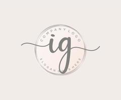 Initial IG feminine logo. Usable for Nature, Salon, Spa, Cosmetic and Beauty Logos. Flat Vector Logo Design Template Element.