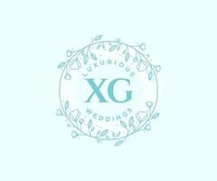 plantilla de logotipos de monograma de boda con letras iniciales xg, plantillas florales y minimalistas modernas dibujadas a mano para tarjetas de invitación, guardar la fecha, identidad elegante. vector