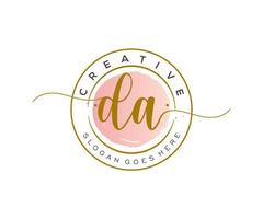 initial DA Feminine logo beauty monogram and elegant logo design, handwriting logo of initial signature, wedding, fashion, floral and botanical with creative template. vector