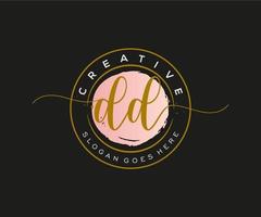 initial DD Feminine logo beauty monogram and elegant logo design, handwriting logo of initial signature, wedding, fashion, floral and botanical with creative template. vector