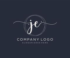 Initial JE feminine logo. Usable for Nature, Salon, Spa, Cosmetic and Beauty Logos. Flat Vector Logo Design Template Element.