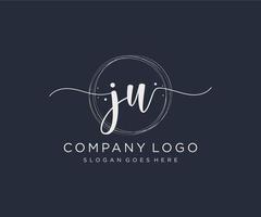 Initial JU feminine logo. Usable for Nature, Salon, Spa, Cosmetic and Beauty Logos. Flat Vector Logo Design Template Element.