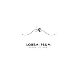 Initial IA Feminine logo beauty monogram and elegant logo design, handwriting logo of initial signature, wedding, fashion, floral and botanical with creative template vector