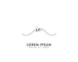 Initial IE Feminine logo beauty monogram and elegant logo design, handwriting logo of initial signature, wedding, fashion, floral and botanical with creative template vector