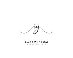 Initial IG Feminine logo beauty monogram and elegant logo design, handwriting logo of initial signature, wedding, fashion, floral and botanical with creative template vector