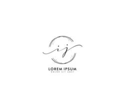 Initial IJ Feminine logo beauty monogram and elegant logo design, handwriting logo of initial signature, wedding, fashion, floral and botanical with creative template vector