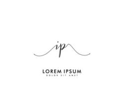 Initial IP Feminine logo beauty monogram and elegant logo design, handwriting logo of initial signature, wedding, fashion, floral and botanical with creative template vector
