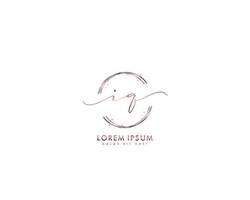 Initial IQ Feminine logo beauty monogram and elegant logo design, handwriting logo of initial signature, wedding, fashion, floral and botanical with creative template vector