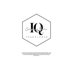 Initial IQ Feminine logo beauty monogram and elegant logo design, handwriting logo of initial signature, wedding, fashion, floral and botanical with creative template vector