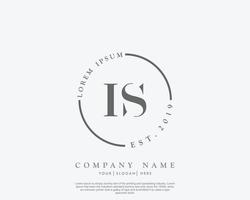 Initial IS Feminine logo beauty monogram and elegant logo design, handwriting logo of initial signature, wedding, fashion, floral and botanical with creative template vector