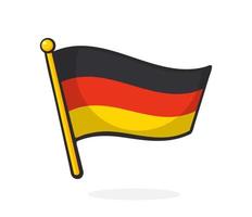 Cartoon illustration of flag of Germany on flagstaff vector