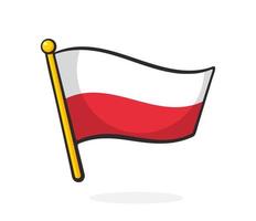 Cartoon illustration of flag of Poland on flagstaff vector