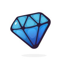 Cartoon illustration of blue diamond vector