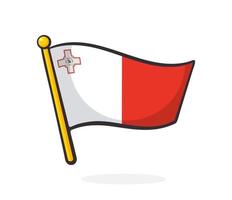 Cartoon illustration of flag of Malta on flagstaff vector