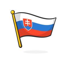 Cartoon illustration of flag of Slovakia on flagstaff vector