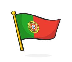 Cartoon illustration of flag of Portugal on flagstaff vector