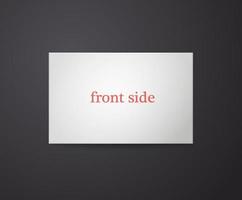 One side of business card on a black background. The view from the top. Vector template