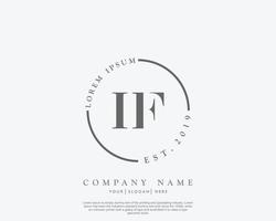 Initial IF Feminine logo beauty monogram and elegant logo design, handwriting logo of initial signature, wedding, fashion, floral and botanical with creative template vector