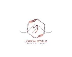 Initial IG Feminine logo beauty monogram and elegant logo design, handwriting logo of initial signature, wedding, fashion, floral and botanical with creative template vector