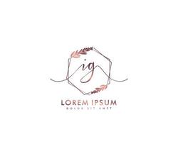 Initial IG Feminine logo beauty monogram and elegant logo design, handwriting logo of initial signature, wedding, fashion, floral and botanical with creative template vector