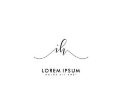 Initial IH Feminine logo beauty monogram and elegant logo design, handwriting logo of initial signature, wedding, fashion, floral and botanical with creative template vector