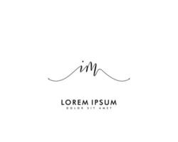 Initial IM Feminine logo beauty monogram and elegant logo design, handwriting logo of initial signature, wedding, fashion, floral and botanical with creative template vector