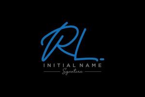 Initial RL signature logo template vector. Hand drawn Calligraphy lettering Vector illustration.