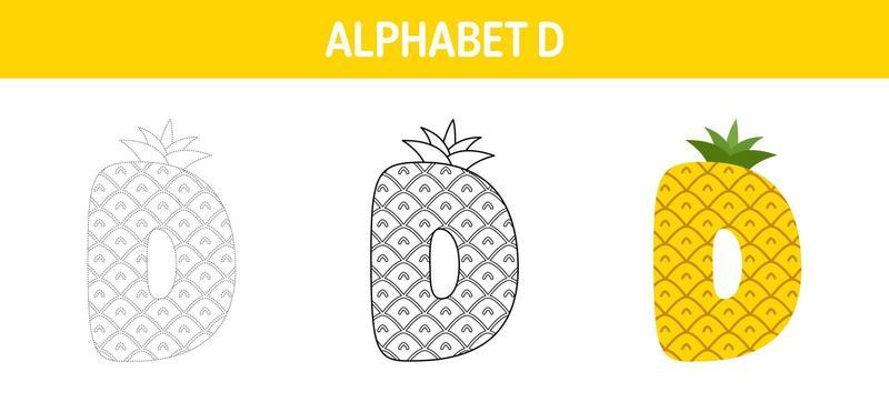 Alphabet D tracing and coloring worksheet for kids