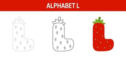 Alphabet L tracing and coloring worksheet for kids vector