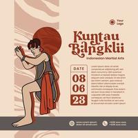 dayaknese kuntau bangkui artes marciales ilustración dibujada a mano para plantilla de póster de evento vector