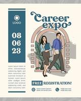 Indonesian employees illustration for career expo poster layout idea vector