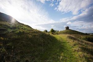 Pidkamin inselberg stone on hill landscape. Ukraine. photo