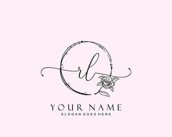 Initial RL beauty monogram and elegant logo design, handwriting logo of initial signature, wedding, fashion, floral and botanical with creative template. vector