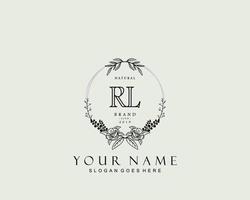 Initial RL beauty monogram and elegant logo design, handwriting logo of initial signature, wedding, fashion, floral and botanical with creative template. vector