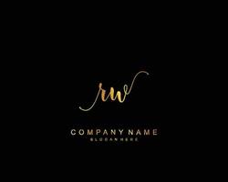 Initial RW beauty monogram and elegant logo design, handwriting logo of initial signature, wedding, fashion, floral and botanical with creative template. vector