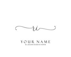 Initial RI beauty monogram and elegant logo design, handwriting logo of initial signature, wedding, fashion, floral and botanical with creative template. vector