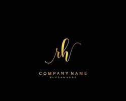 Initial RH beauty monogram and elegant logo design, handwriting logo of initial signature, wedding, fashion, floral and botanical with creative template. vector