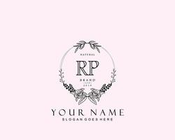 Initial RP beauty monogram and elegant logo design, handwriting logo of initial signature, wedding, fashion, floral and botanical with creative template. vector