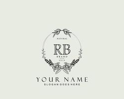 Initial RB beauty monogram and elegant logo design, handwriting logo of initial signature, wedding, fashion, floral and botanical with creative template. vector