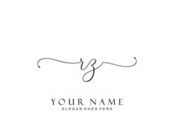 Initial RZ beauty monogram and elegant logo design, handwriting logo of initial signature, wedding, fashion, floral and botanical with creative template. vector