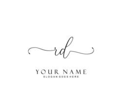 Initial RD beauty monogram and elegant logo design, handwriting logo of initial signature, wedding, fashion, floral and botanical with creative template. vector
